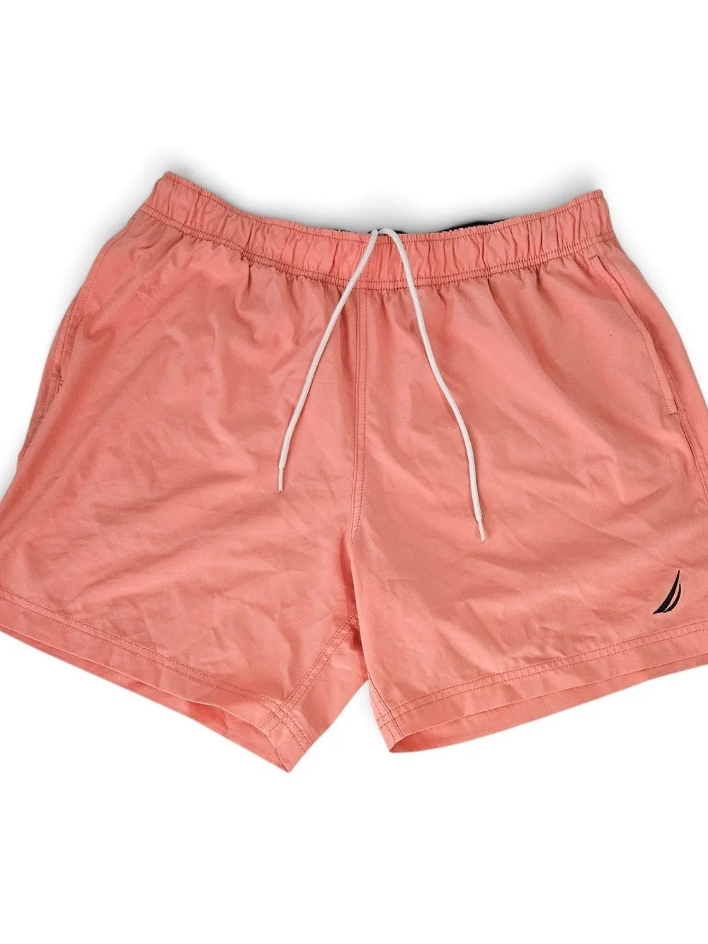 Nautica Men's L Swim Shorts Coral Pink Salmon Board Shorts Drawstring Preppy Coa